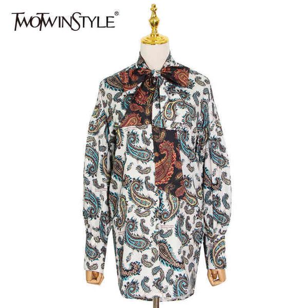 vintage hit color blouse for women polo neck long sleeve print casual shirt female fashion clothing 210423, White
vintage hit color blouse for women polo neck long sleeve print casual shirt female fashion clothing 210423, White