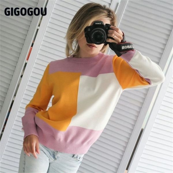 multicolor autumn winter women sweater o-neck knitted jumper loose casual warm femme sweater 201224, White;black
multicolor autumn winter women sweater o-neck knitted jumper loose casual warm femme sweater 201224, White;black