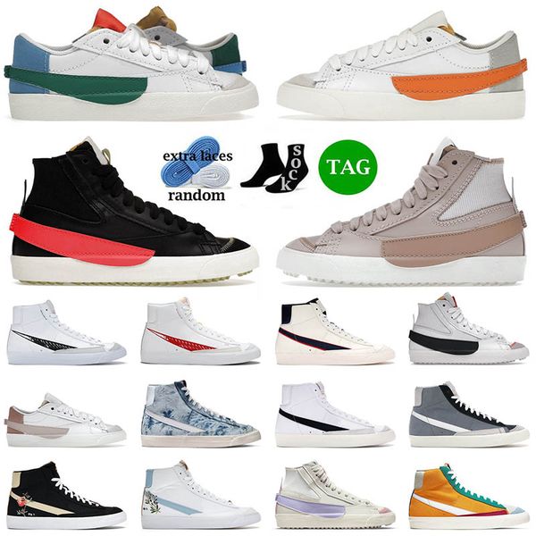 

designer blazer mid 77 jumbo running shoes low mismatch orange sail white indigo cool grey skate men women sports sneakers skateboard 36-45