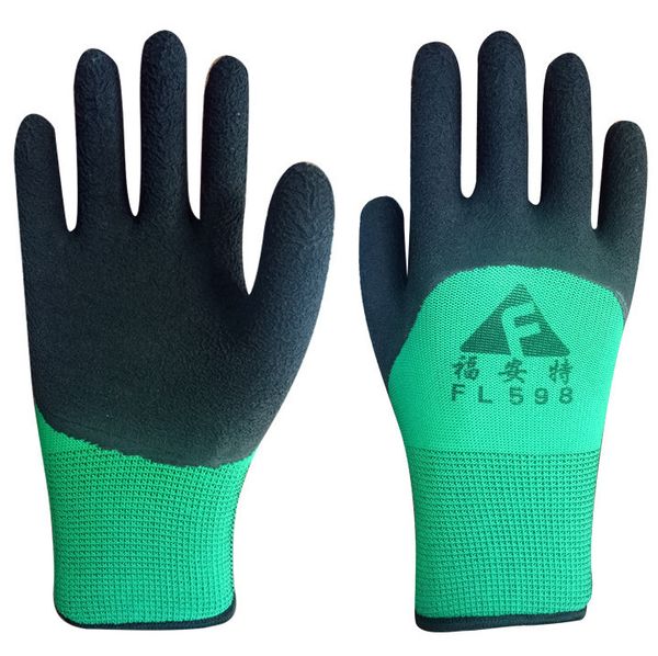 Image of Latex foam gloves dipped thickened work protection site workers hanging rubber breathable gloves oem