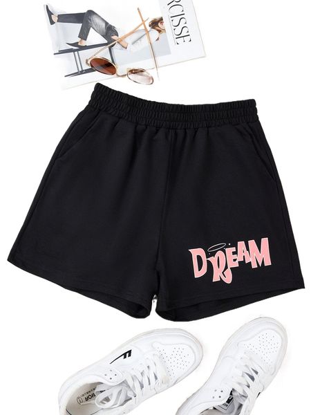letter graphic elastic waist shorts b62b#, White;black
letter graphic elastic waist shorts b62b#, White;black