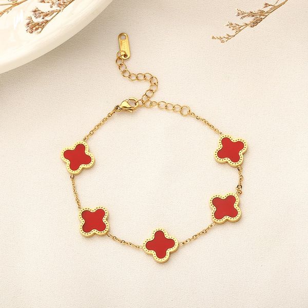 high luxury link chain bangle classic clover bracelet designer bracelets jewelry red, Black
high luxury link chain bangle classic clover bracelet designer bracelets jewelry red, Black