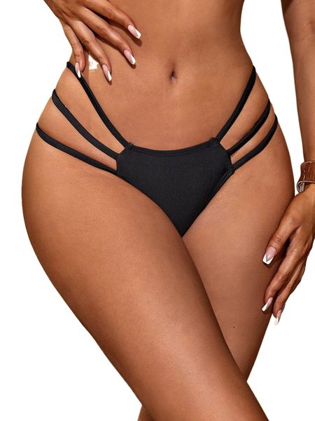 plain cut-out bikini bottom z2me#, White;black