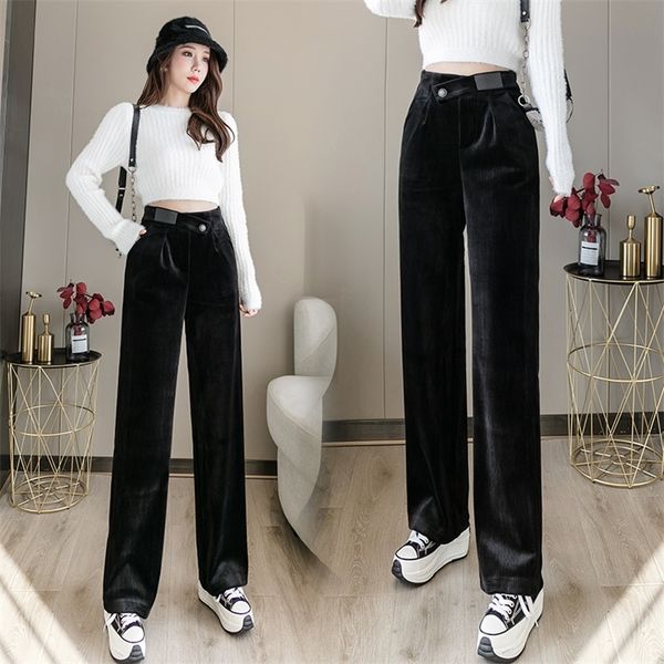 winter thickening corduroy wide-legged pants female han edition corduroy casual pants long straight tall waist trousers 210412, Black;white
winter thickening corduroy wide-legged pants female han edition corduroy casual pants long straight tall waist trousers 210412, Black;white