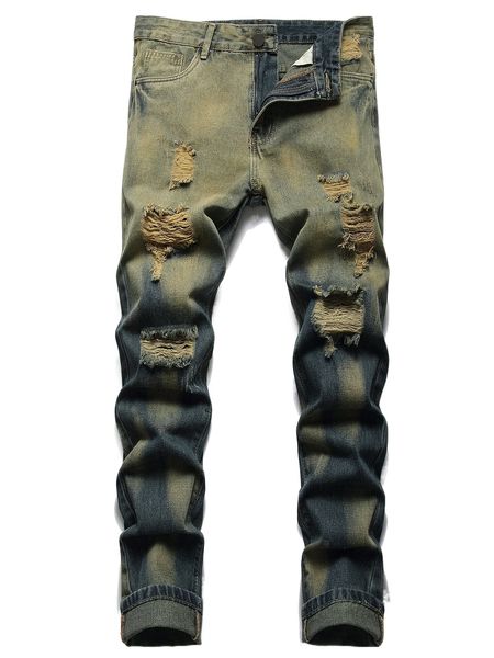 men ripped tie dye jeans d1nc#, Blue 
men ripped tie dye jeans d1nc#, Blue