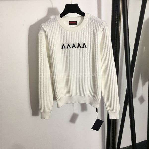 women solid color knits crew neck designer pullover long sleeve warm pullovers letter jacquard knitted, White
women solid color knits crew neck designer pullover long sleeve warm pullovers letter jacquard knitted, White