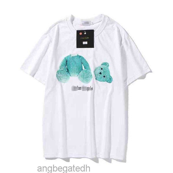 angel t-shirts palm trendy decapitated teddy bear print t-shirt loose men's and women's wear letter short sleeve 108, White;black
