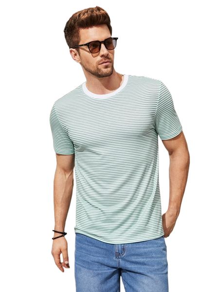 men striped contrast trim tee b08b#, White;black
men striped contrast trim tee b08b#, White;black