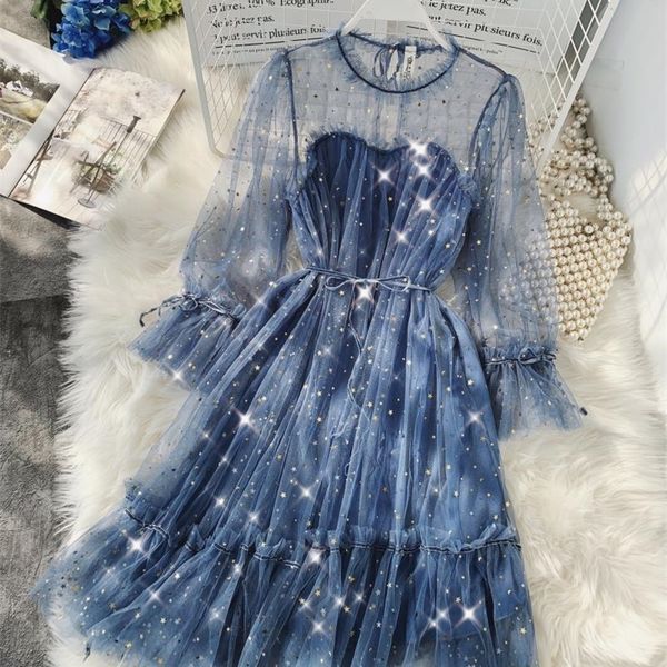 women dress stars sequined mesh shiny fairy dress elegant bling gauze princess puff es actual po of long 220330, Black;gray
women dress stars sequined mesh shiny fairy dress elegant bling gauze princess puff es actual po of long 220330, Black;gray