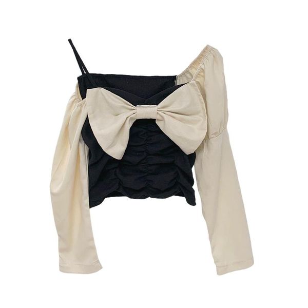 women's t-shirt spring autumn women casual cute elegant long sleeve off shoulder color block bow tees blouse clubwear, White
women's t-shirt spring autumn women casual cute elegant long sleeve off shoulder color block bow tees blouse clubwear, White