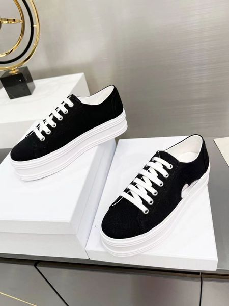thick soles and high canvas shoes op09 for women 2022 new fashion casual casual lace-up small white flat shoes, Black