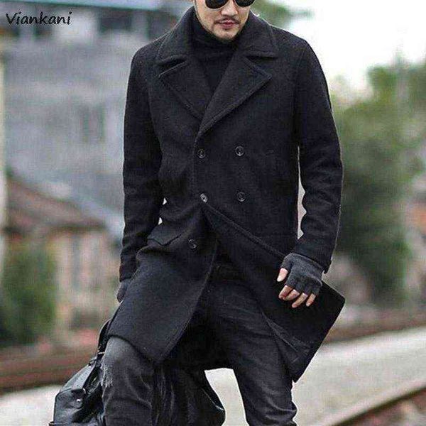 men's wool & blends jacket winter warm slim stylish trench coats 2021 double breasted long coat business casual overcoat t220810, Black 
men's wool & blends jacket winter warm slim stylish trench coats 2021 double breasted long coat business casual overcoat t220810, Black