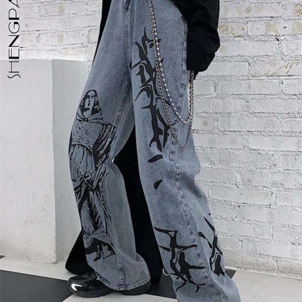 shengpalae summer fashion ins street hiphop printing wash jeans loose casual denim wide leg pants woman 220815, Blue
shengpalae summer fashion ins street hiphop printing wash jeans loose casual denim wide leg pants woman 220815, Blue