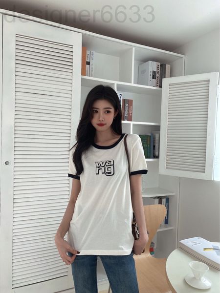 women's t-shirt designer aw22ss spring and summer product simple letter color matching collar round neck sweet versatile short sleeve q, White
women's t-shirt designer aw22ss spring and summer product simple letter color matching collar round neck sweet versatile short sleeve q, White