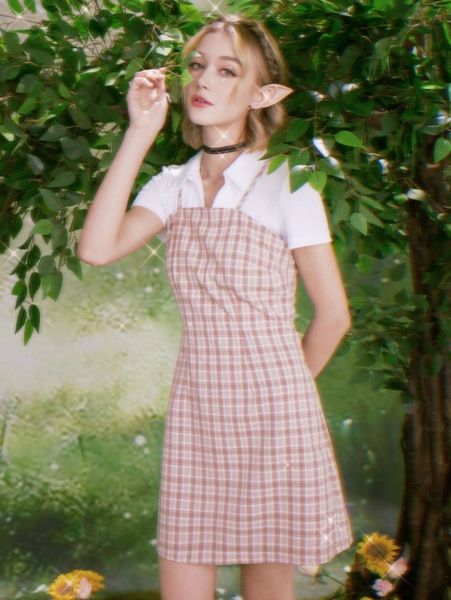 romwe plaid cami dress without blouse r8dl#, Black;gray 
romwe plaid cami dress without blouse r8dl#, Black;gray