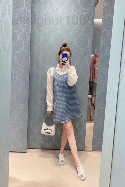 casual dresses designer miu22 spring new sweet all over letter printed denim sleeveless vest skirt c38e, Black;gray
casual dresses designer miu22 spring new sweet all over letter printed denim sleeveless vest skirt c38e, Black;gray
