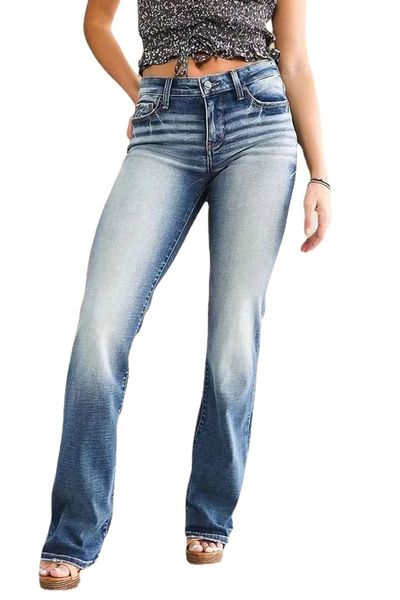 2022 autumn and winter temperament wash flared jeans mid waist women's trousers, Blue
2022 autumn and winter temperament wash flared jeans mid waist women's trousers, Blue