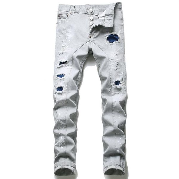 men ripped slim fit jeans skinny straight leg washed frayed motocycle denim pants hip hop stretch biker men's trousers 1202309r, Blue
men ripped slim fit jeans skinny straight leg washed frayed motocycle denim pants hip hop stretch biker men's trousers 1202309r, Blue