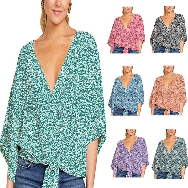 women's blouses & shirts women's floral shirt spring and summer v-neck short sleeve knotted print zpfu, White
women's blouses & shirts women's floral shirt spring and summer v-neck short sleeve knotted print zpfu, White
