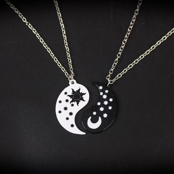 2pcs/set couple necklaces chinese stars sun moon banish bad luck charm pendant chainnecklace jewelry lovers valentine's gift, Silver
2pcs/set couple necklaces chinese stars sun moon banish bad luck charm pendant chainnecklace jewelry lovers valentine's gift, Silver