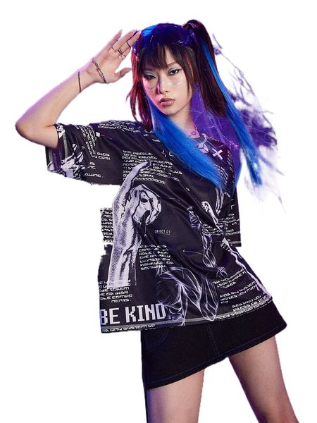 romwe cyber luvr hand letter print tee c7bu#, White