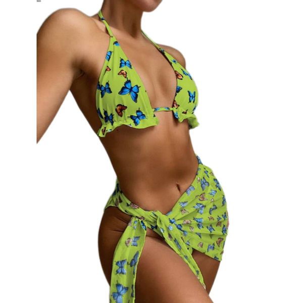 women's swimwear 7 colors 2022 bikini set butterfly print push-up women beachwear three-piece suit, White;black
women's swimwear 7 colors 2022 bikini set butterfly print push-up women beachwear three-piece suit, White;black