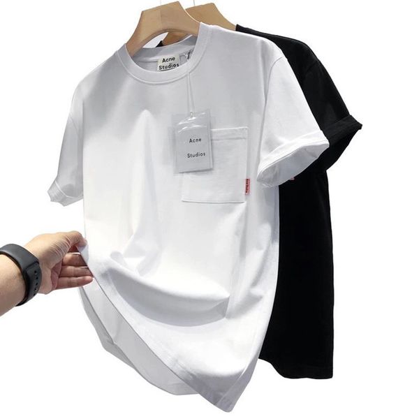 cotton short sleeve t-shirt fashion brand tshirt acne simple pocket round neck sweater fashion solid color couple, White;black
cotton short sleeve t-shirt fashion brand tshirt acne simple pocket round neck sweater fashion solid color couple, White;black