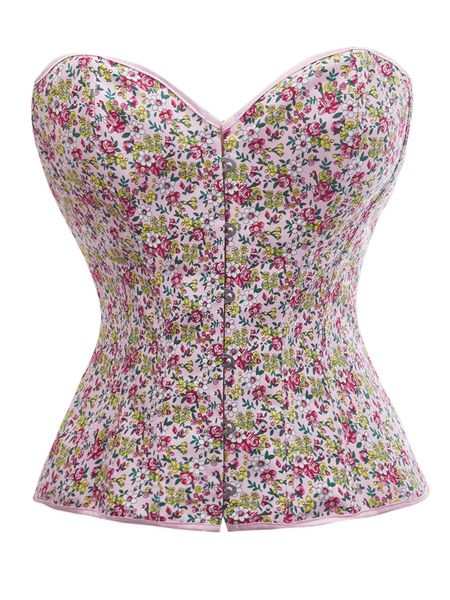 plus floral overbust corset k7ul#, Black;white