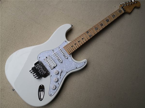 classic electric guitar, stra guitar, white body, tremolo bridge, maple fingerboard stars inlay
classic electric guitar, stra guitar, white body, tremolo bridge, maple fingerboard stars inlay