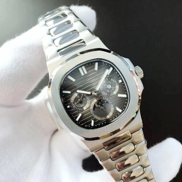 4 colors watches mechanical automatic men watch moon phase stainless steel all functions 40.5mm, Slivery;brown
4 colors watches mechanical automatic men watch moon phase stainless steel all functions 40.5mm, Slivery;brown