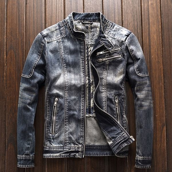 european and american spring wear men's jeans jacket casual retro slightly fat large size stand-up collar zipper jacket cycling 201127, Black;brown
european and american spring wear men's jeans jacket casual retro slightly fat large size stand-up collar zipper jacket cycling 201127, Black;brown