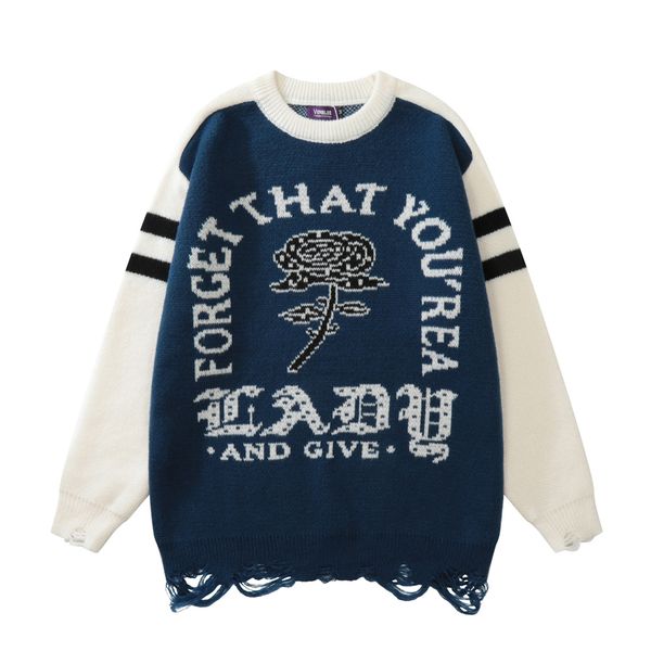 ripped sweaters knitted oversized men womens patchwork pullover sweater streetwear casual loose men size -xl, White;black
ripped sweaters knitted oversized men womens patchwork pullover sweater streetwear casual loose men size -xl, White;black
