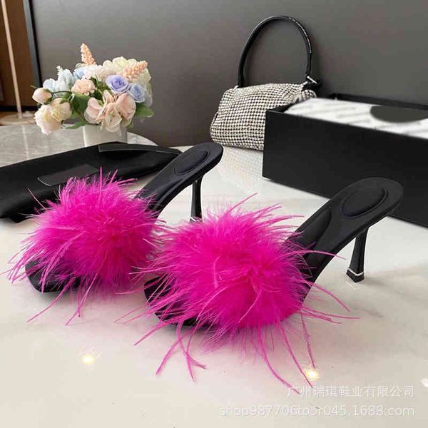sandals spring and summer feather sandals mingshou thin heel high heels muller l49u, Black
sandals spring and summer feather sandals mingshou thin heel high heels muller l49u, Black
