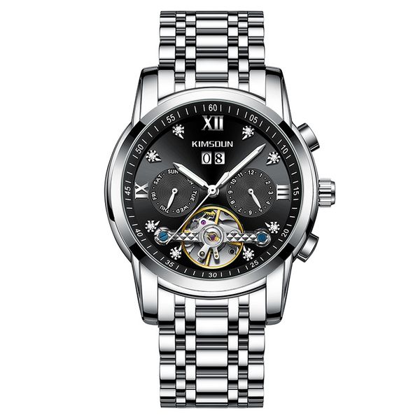 diamond-inlaid tourbillon hollow out automatic mechanical watch waterproof men's watch explosion gift e1, Slivery;brown
diamond-inlaid tourbillon hollow out automatic mechanical watch waterproof men's watch explosion gift e1, Slivery;brown