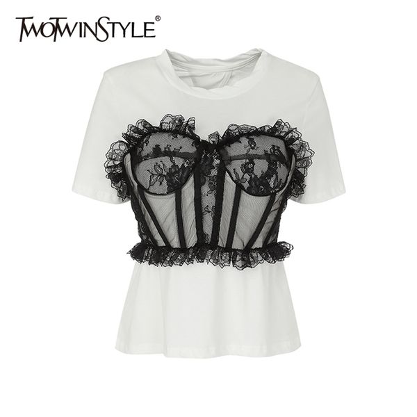 twotwinstyle patchwork lace tube t shirt for women o neck short sleeve casual t shirt female summer fashion new clothes 210317, White
twotwinstyle patchwork lace tube t shirt for women o neck short sleeve casual t shirt female summer fashion new clothes 210317, White
