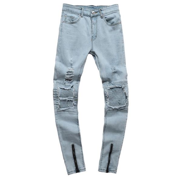 summer long pencil pants ripped jeans mens ripped slim fit motorcycle vintage denim jeans hiphop streetwear pants, Blue
summer long pencil pants ripped jeans mens ripped slim fit motorcycle vintage denim jeans hiphop streetwear pants, Blue