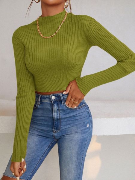 solid rib-knit stand neck crop sweater l3ya#, White;black
solid rib-knit stand neck crop sweater l3ya#, White;black