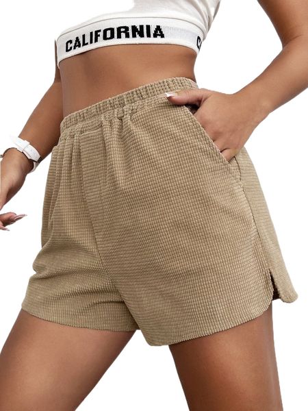 high waist split hem shorts u4nb#, White;black
high waist split hem shorts u4nb#, White;black