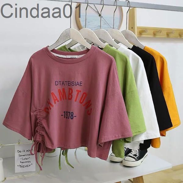women t shirt crop fashion printing drawstring design temperament short sleeve shirts random 3 pieces, White
women t shirt crop fashion printing drawstring design temperament short sleeve shirts random 3 pieces, White