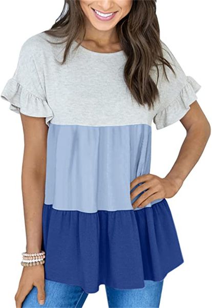 & tees women's summer short sleeve t-shirt casual loose flounce bottom flounce baby top, White
& tees women's summer short sleeve t-shirt casual loose flounce bottom flounce baby top, White