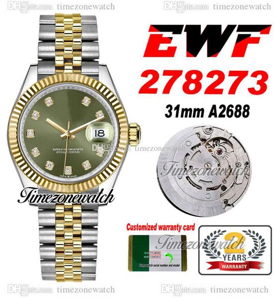 ewf 31mm 278273 a2688 automatic womens ladies watch two tone yellow gold green diamond dial jubileesteel bracelet super edition same serial, Slivery;brown
ewf 31mm 278273 a2688 automatic womens ladies watch two tone yellow gold green diamond dial jubileesteel bracelet super edition same serial, Slivery;brown
