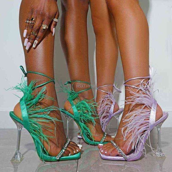 2022 high heels feather ankle strap sandals summer pumps slides crystal bling slippers woman shoes party dress flip flops y220409, Black
2022 high heels feather ankle strap sandals summer pumps slides crystal bling slippers woman shoes party dress flip flops y220409, Black