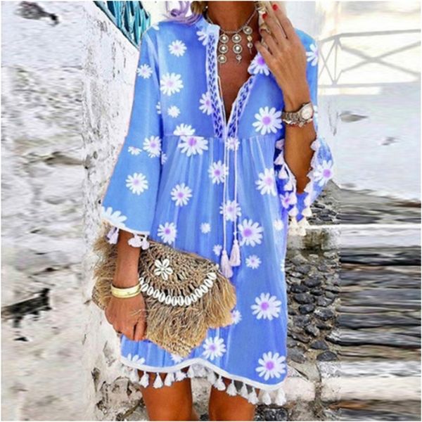vintage daisy floral print mini dress spring summer casual loose beach lady elegant v neck 3/4 sleeve tassel party es 220504, Black;gray
vintage daisy floral print mini dress spring summer casual loose beach lady elegant v neck 3/4 sleeve tassel party es 220504, Black;gray