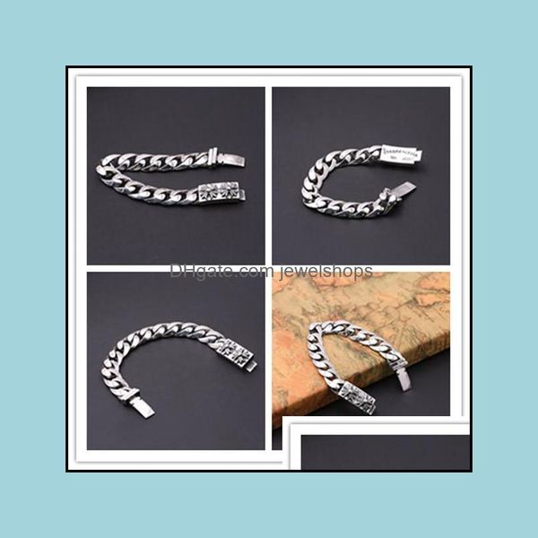 925 sterling sier link chain bracelets with double crosses american european antique handmade vintage designer luxury jewelry accessories dr, Black
925 sterling sier link chain bracelets with double crosses american european antique handmade vintage designer luxury jewelry accessories dr, Black
