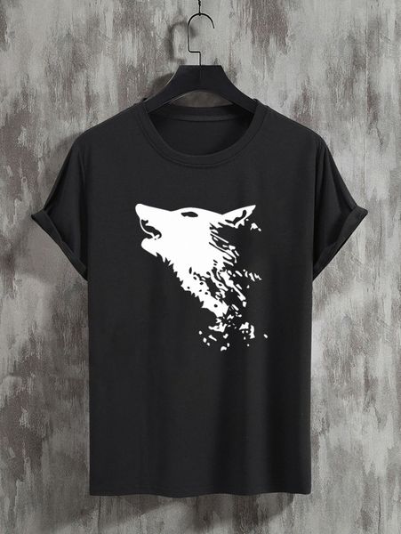 men wolf print tee r6kt#, White;black
men wolf print tee r6kt#, White;black