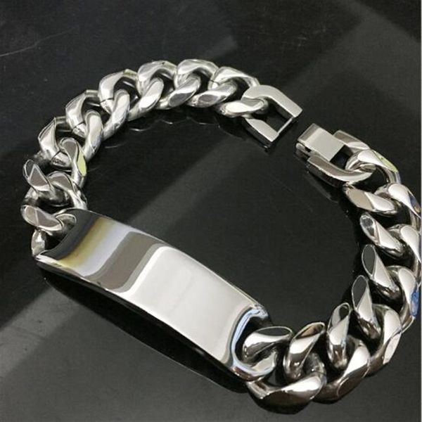 for father gifts 316l stainless steel high polished huge 15mm cuban curb chain smooth id bracelet heavy large jewelry 15mm 21cm or291d, Black
for father gifts 316l stainless steel high polished huge 15mm cuban curb chain smooth id bracelet heavy large jewelry 15mm 21cm or291d, Black