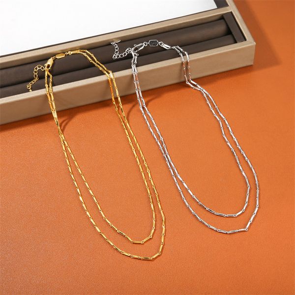 ins french double bamboo chain necklace simple handmade stitching women's fashion all-match jewelry accessories gift, Silver
ins french double bamboo chain necklace simple handmade stitching women's fashion all-match jewelry accessories gift, Silver