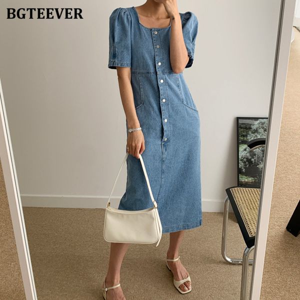 bgteever summer stylish chic square collar women denim dresses puff sleeve single-breasted loose female jeans dress 2021, Black;gray
bgteever summer stylish chic square collar women denim dresses puff sleeve single-breasted loose female jeans dress 2021, Black;gray