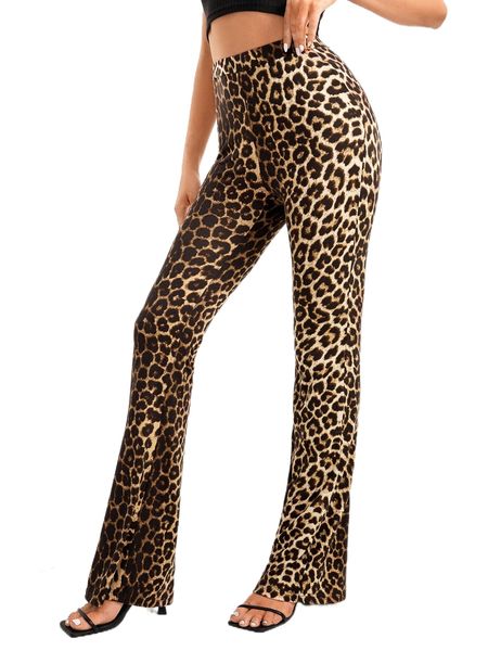 tall leopard print flare leg pants v87w#, Black;white 
tall leopard print flare leg pants v87w#, Black;white