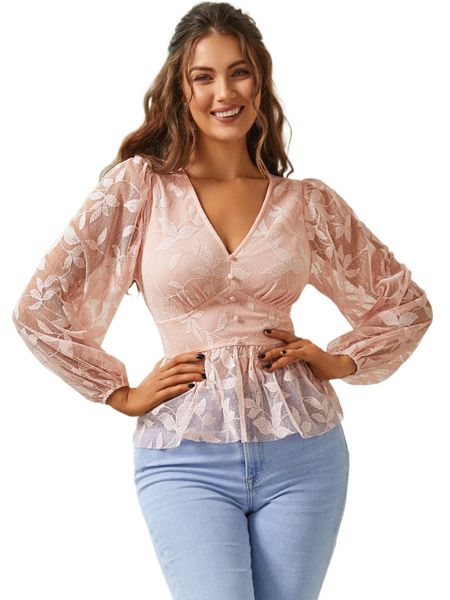 sbetro lantern sleeve peplum blouse m11v#, White